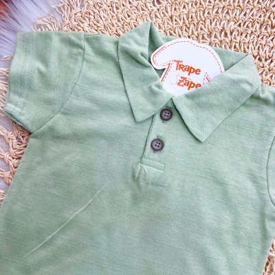 Conj. Camiseta Gola Polo e Bermuda Dinos - Verde